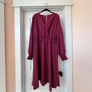 Grace Karin Burgundy Long Sleeve Dress
